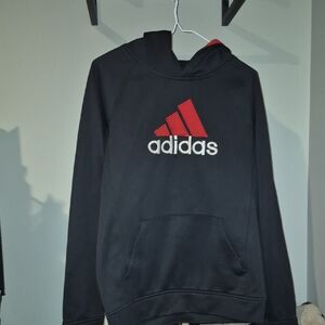 Adidas Men's Black Hoodie with Red Logo